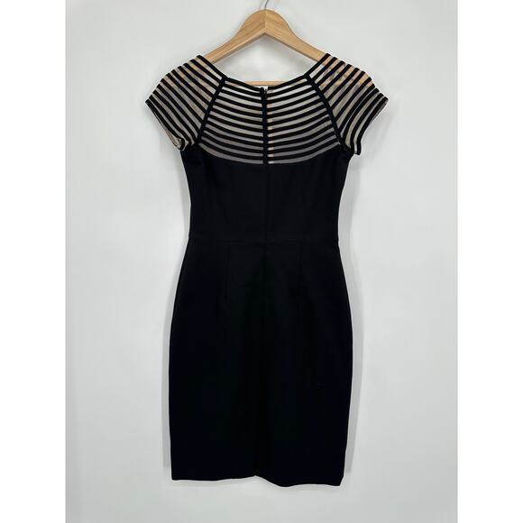 Lela Rose Silk Blend Sheath Dress Mesh Illusion Formal Cocktail Mini Knee Length - Picture 5 of 11